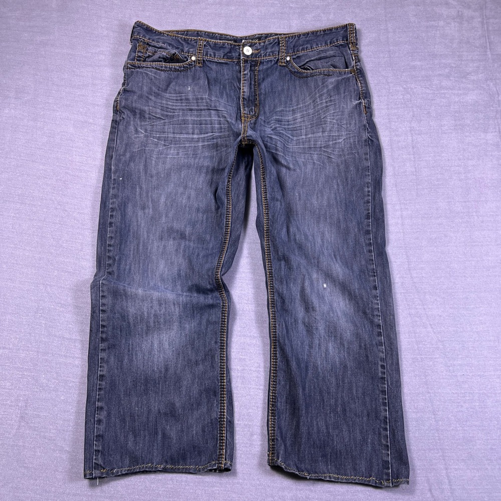 Helix Y2K Style Straight Fit Mid Rise Denim Jeans Mens 38x32 Blue Cotton